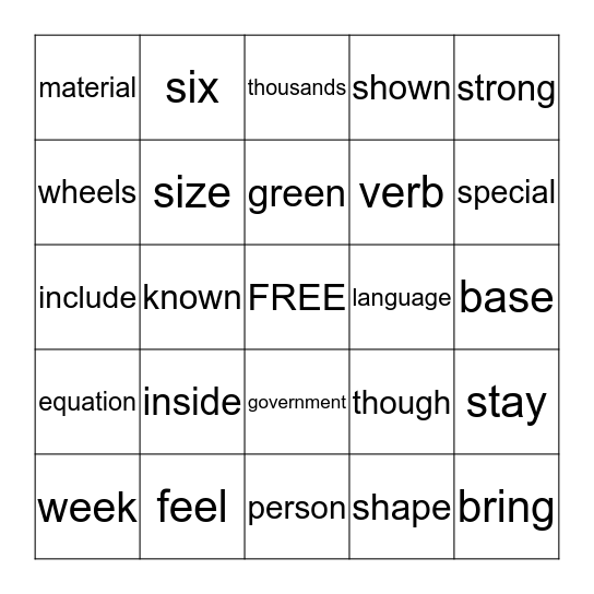 Sight Words #4 Bingo Card