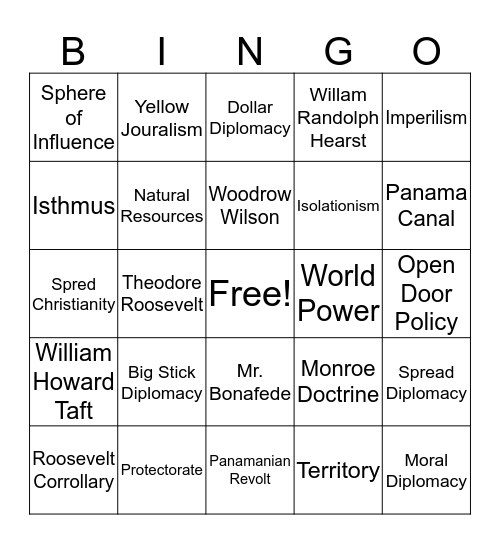 Imperialism Bingo Card