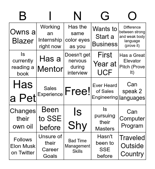 SSE BINGO Card