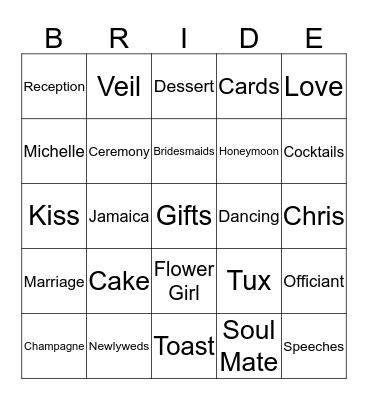 BRIDAL BINGO Card