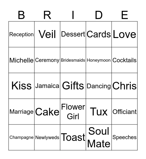 BRIDAL BINGO Card