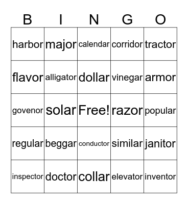 Wilson 8.5 Bingo Card