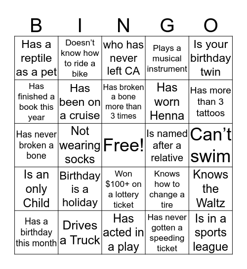 Find Someone Who... Bingo Card