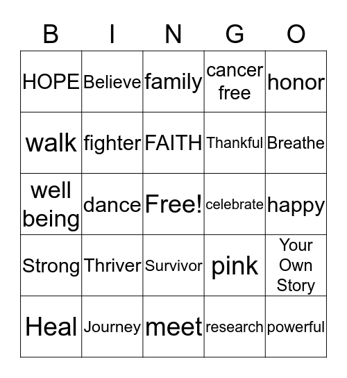 Survivor Thriver Bingo  Bingo Card