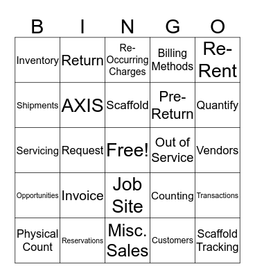 Scaffold Bingo Card