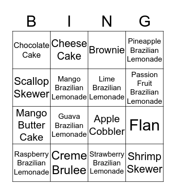 Tucano's Bingo Card