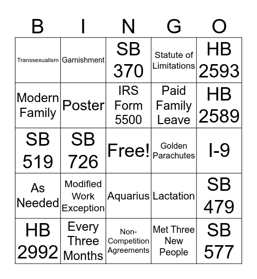 Breakfast Briefing Bingo Card