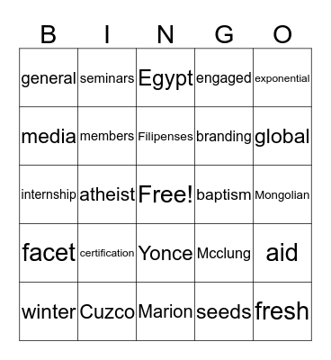 Magazine BINGO Card