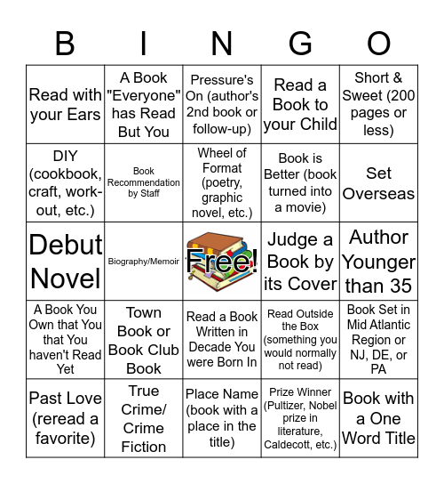 Collingswood Library Adult Book Bingo Card