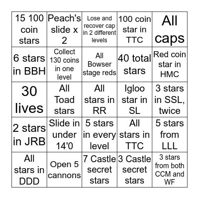 Silver's Random SM64 Bingo Card