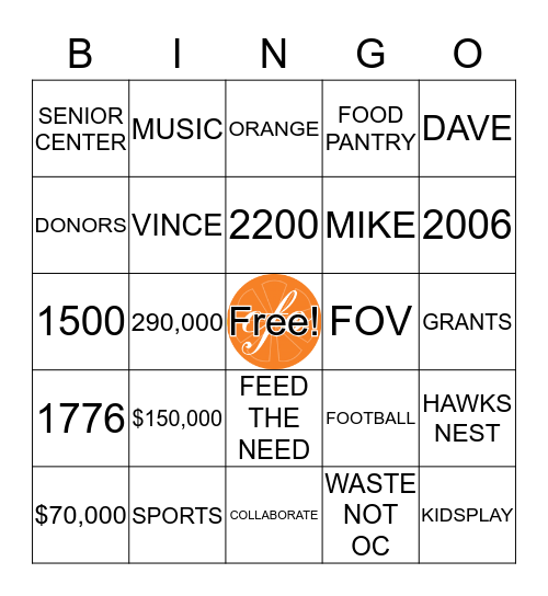 FEEDING HUNGRY HEARTS BINGO Card