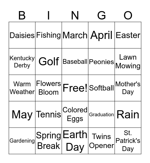 SPRINGO! Bingo Card