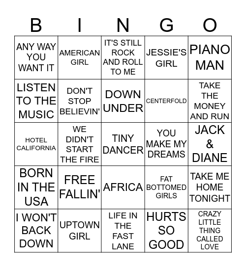 CLASSICS Bingo Card
