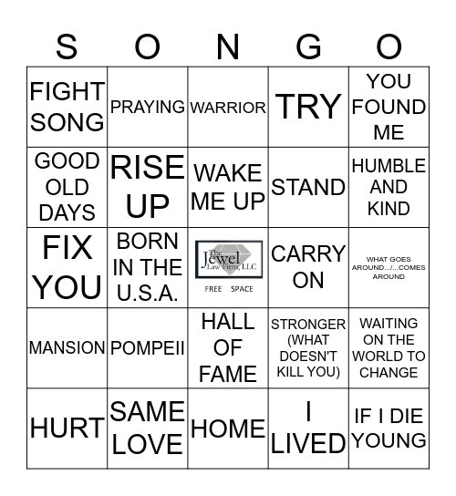 SONGS THAT INSPIRE Bingo Card