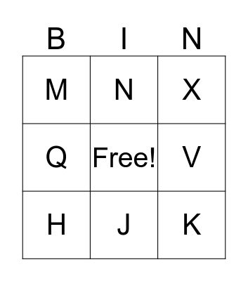 Alphabet Bingo Card