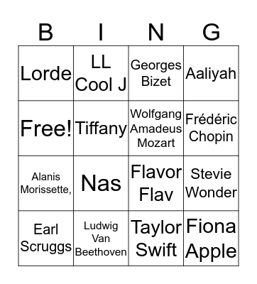 Musical baby geniuses Bingo Card