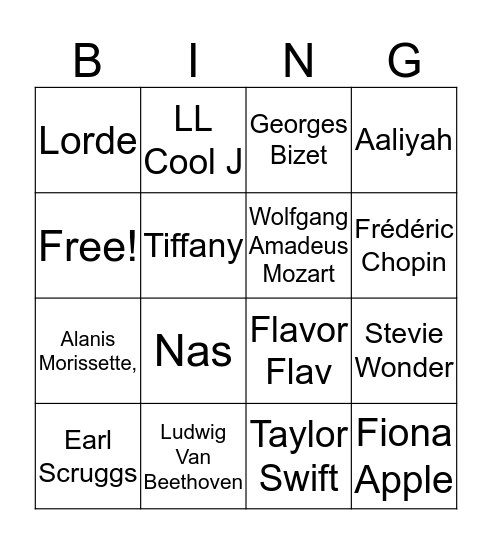 Musical baby geniuses Bingo Card