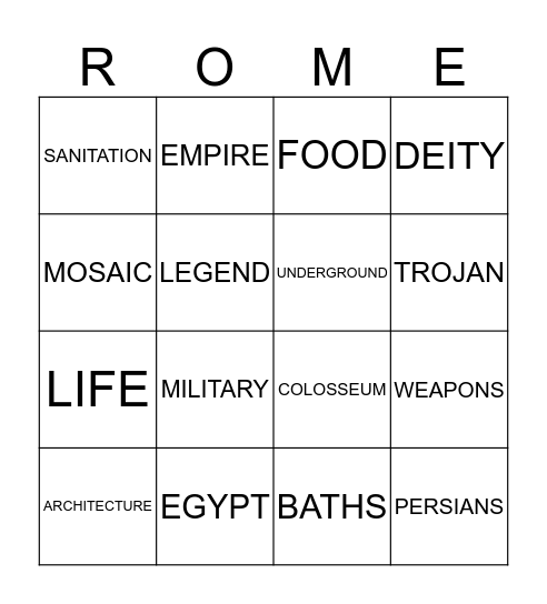 Ancient Rome BINGO Card