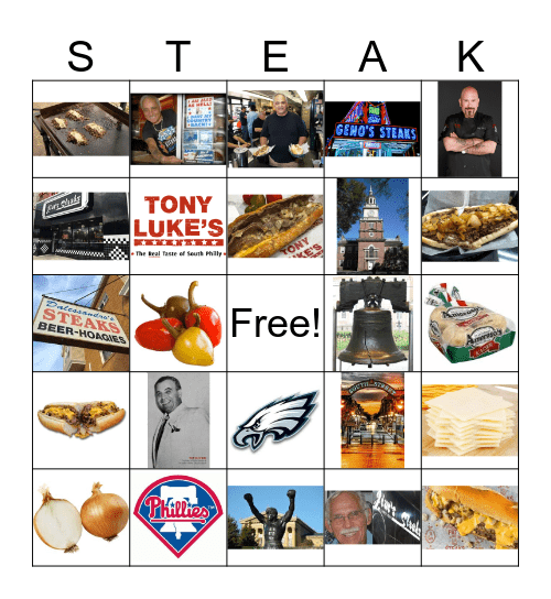 Philly Cheesesteaks Bingo Card