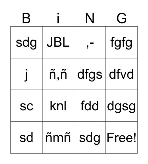 Bingo Card