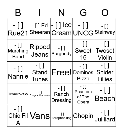 Untitled Bingo Card
