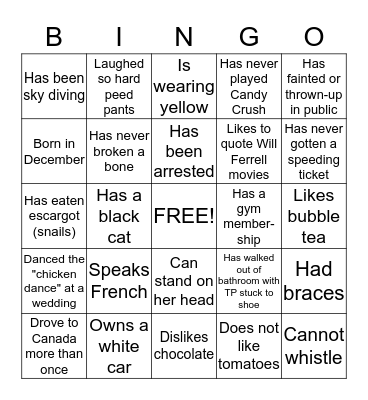 ICE BREAKER BINGO Card