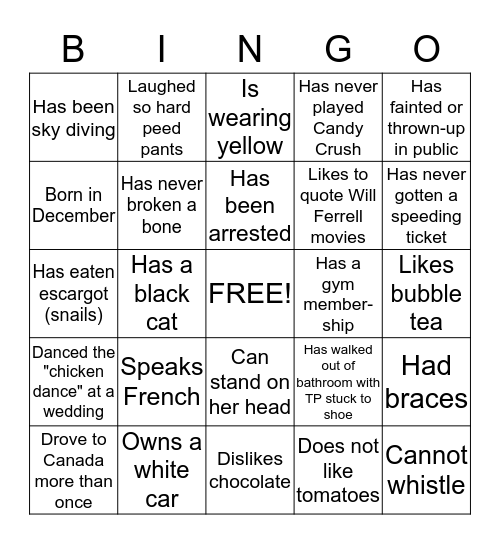 ICE BREAKER BINGO Card