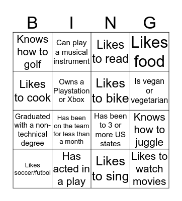 Find Someone Who... Bingo Card