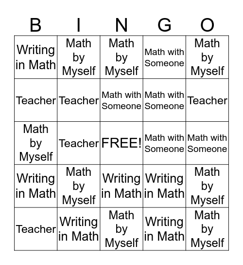 Math Daily 3 Bingo Card