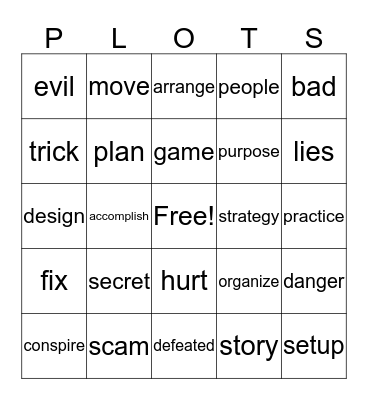 Dessert Plot Bingo Card