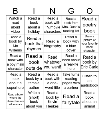 Read Across America Week Bingo Card