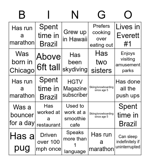 Yoga School Bingo Card