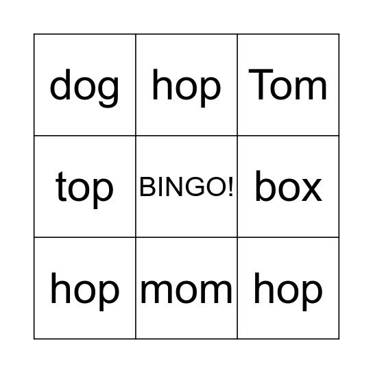A Box for Mom Bingo Card