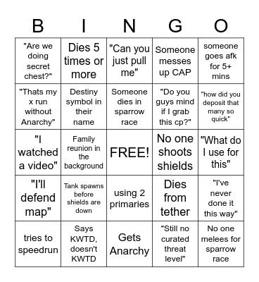 SOTP LFG BINGO Card