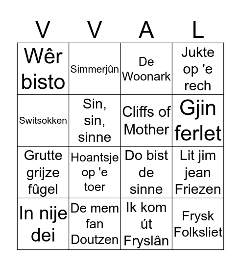 Fryske Bingo Card