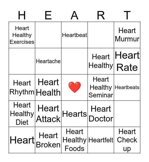 HEART ❤️  Bingo Card