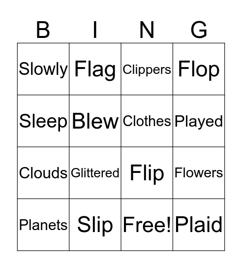 Initial L Blends Bingo Card