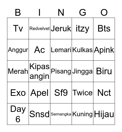 Nono Bingo Card
