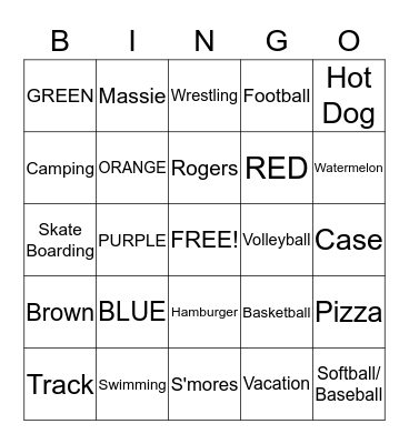 Summer Bingo Card
