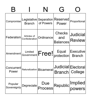 Vocabulary Bingo Card