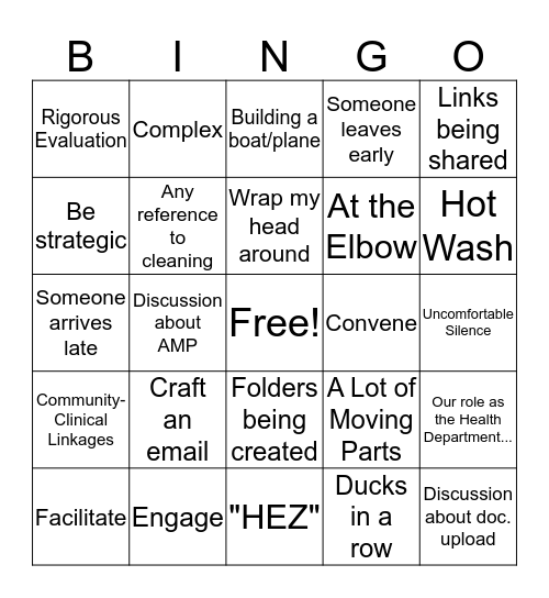 DHDS Buzzwords Bingo Card