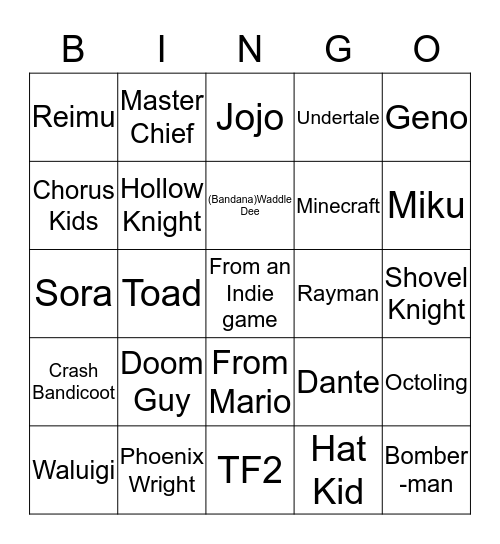 Fighter 5 Bingo Card