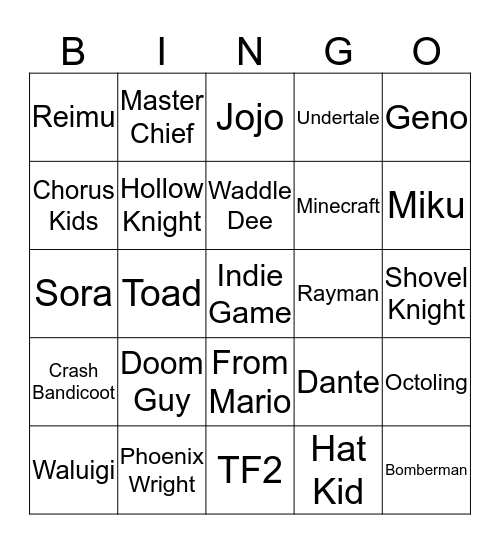 Fighter 5 Bingo Card