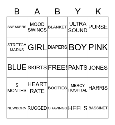 **Team Boy Or Team Girl** Bingo Card