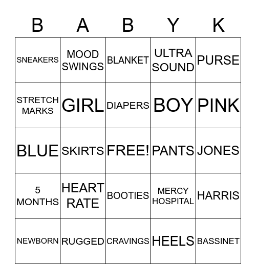 **Team Boy Or Team Girl** Bingo Card