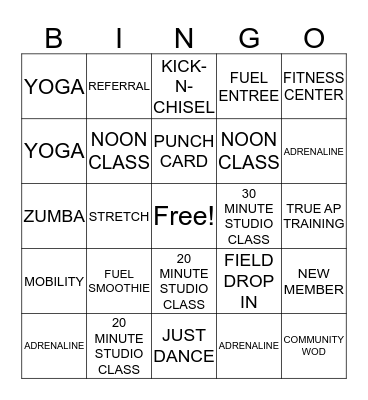 nZone Bingo Card