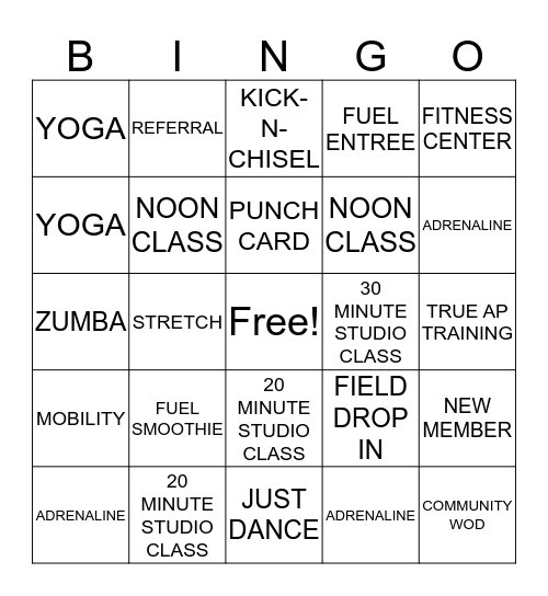 nZone Bingo Card