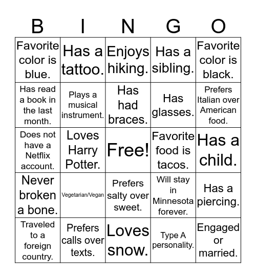 Untitled Bingo Card