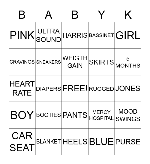 **Team Boy Or Team Girl** Bingo Card