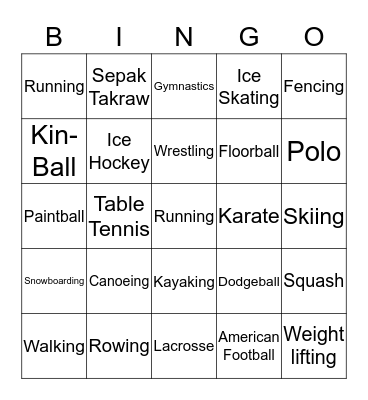 Sports Bingo Card